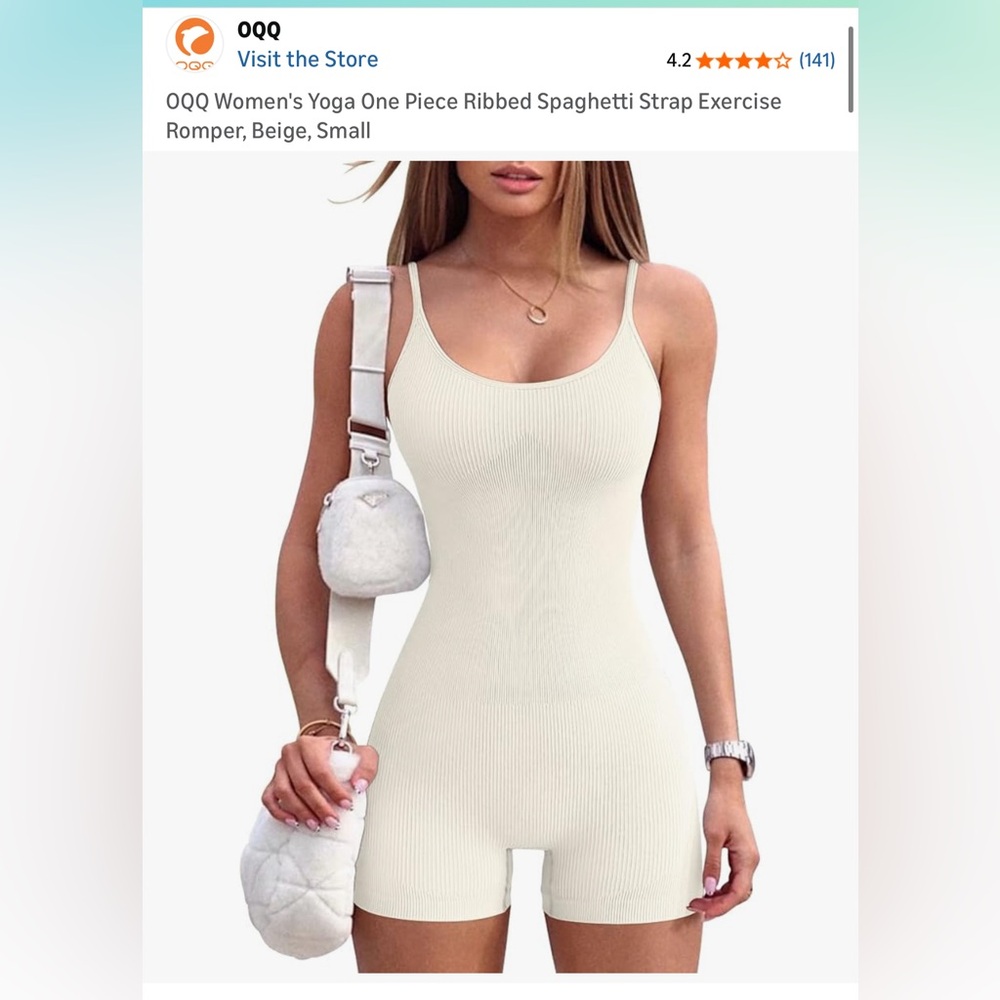 Beige Ribbed Spaghetti Strap Romper
